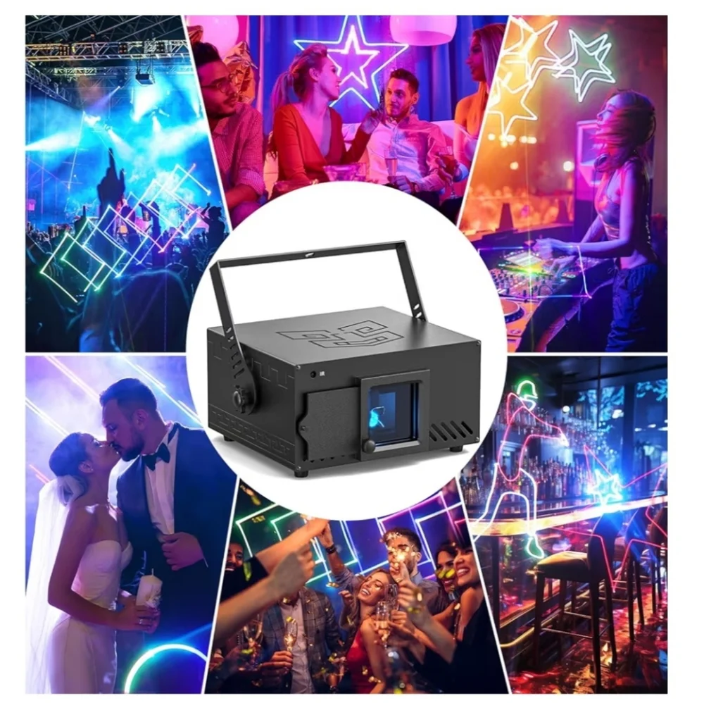 Party Lights RGB Stage Lighting Beam Animation 3D Laser Lights Patterns with DMX